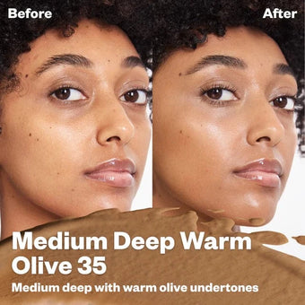 35 – Medium Deep Warm Olive: Medio profundo, subtonos oliva cálidos.