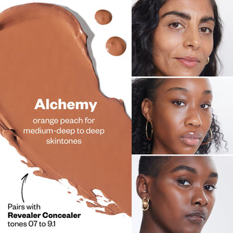 Alchemy: Melocotón anaranjado para pieles medias oscuras a oscuras.