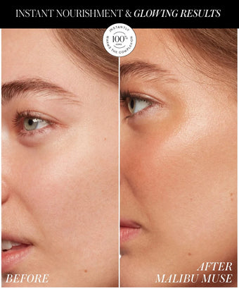 Malibu Muse: Resplandor dorado con cálidos matices ámbar, para tonos claros a medios.